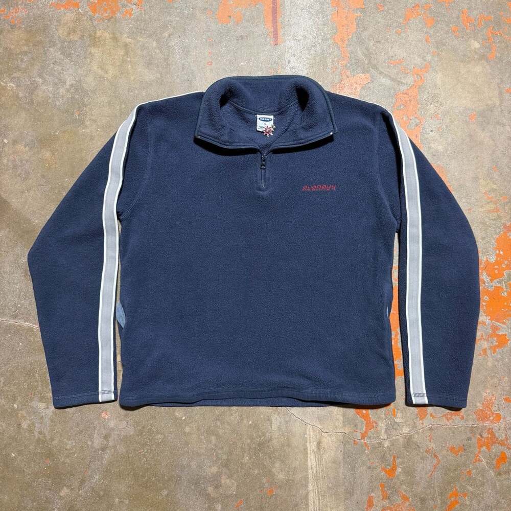Vintage 90s Old Navy Fleece Quarter-Zip Sweatshirt / Navy Blue / Medium